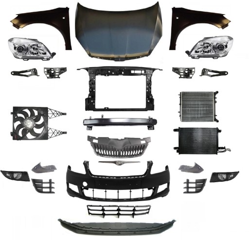 5J1941016C, 5J1941015C - FABIA 10-15 ПЕРЕДНИЙ КАПОТ, БАМПЕР, РЕМНЬ, ФОНАРЬ, КРЫЛО