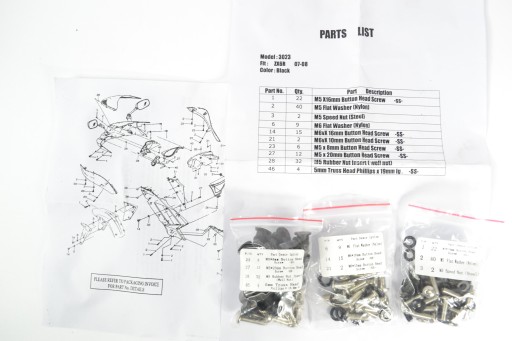6R0708 - Kawasaki ZX-6R 07-08-Болти обтічника KPL