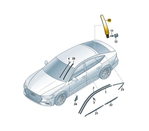 4K8853290 T94 - Накладка двері стійки B чорна права AUDI A7 C8