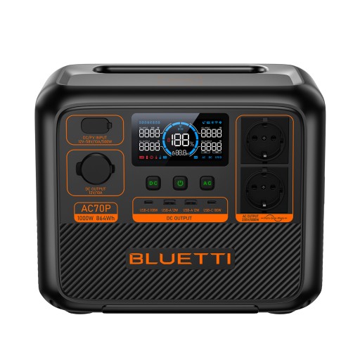 2 портативные электростанции bluetti ac70p 1000 вт/864 втч
