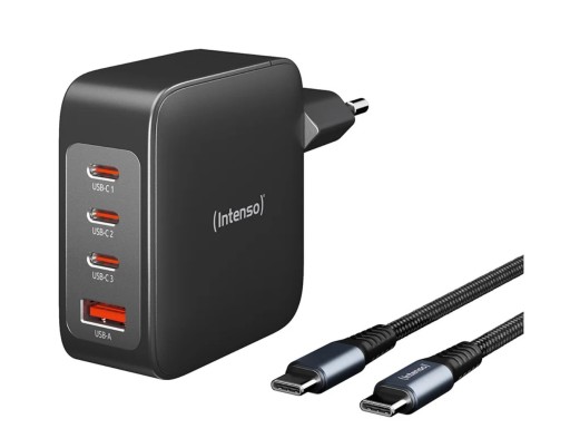 Зарядний пристрій Intenso GaN W140A3C з кабелем USB-C C520C 140 Вт