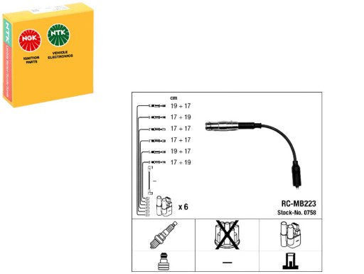 NGK758/RS2 - Кабели зажигания ngk 1121500118 1121500218 a