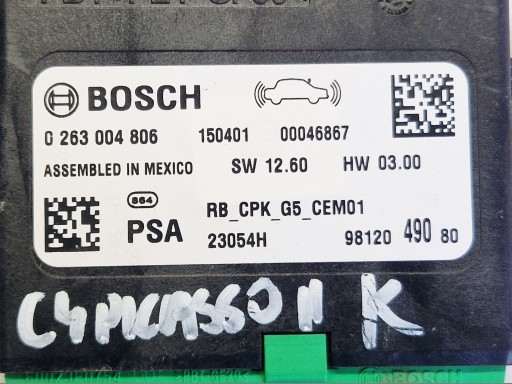 module unité de commande électronique uce PDC stationnement original CITROEN C4 PICASSO II 0263004806