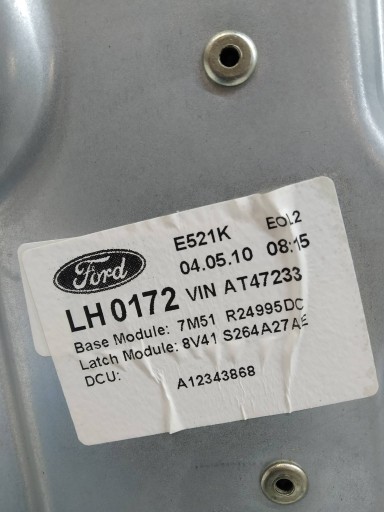 mechanism windows left rear part 7M51R24995DC Ford Kuga and (2008-2012)