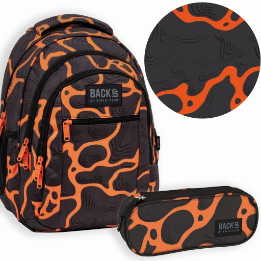 Рюкзак шкільний багатокамерний Backup чорний, Відтінки помаранчевого, Різнобарвний 26 л
