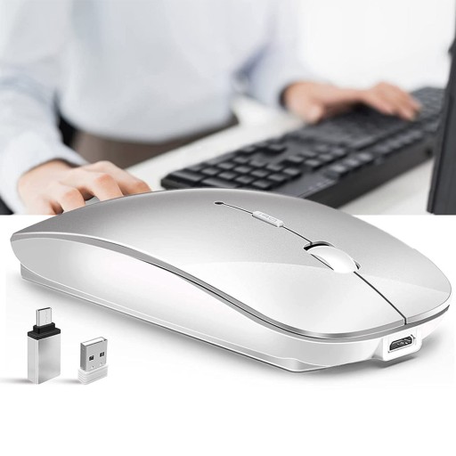 BEZDRÔTOVÁ POČÍTAČOVÁ MYŠ 2.4GHZ TICHÁ, OBOJRUČNÁ NA WINDOWS, MACOS