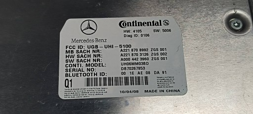 module A2218708992 MERCEDES - BENZ S 320 L W221