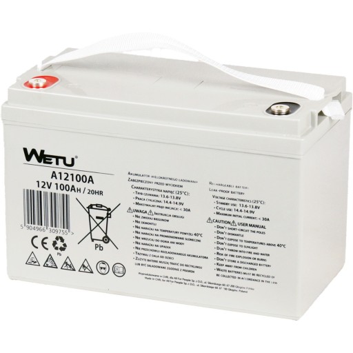 Гелевый аккумулятор vrla 12в 100ач wetu a12100a премиум класса