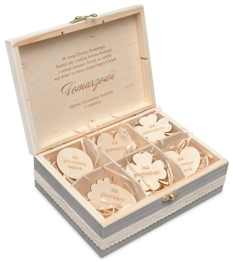 Шкатулка СПОГАДИ з відділеннями ХРЕЩЕННЯ, гравіювання