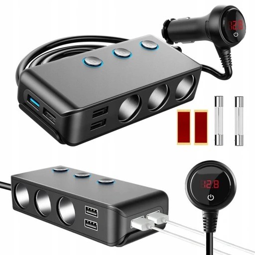 РОЗПОДІЛЬНИК ПРИКУРУВАЛЬНИКА ВОЛЬТМЕТР USB ЗАРЯДНИЙ ПРИСТРІЙ 12V-24V QC 3.0