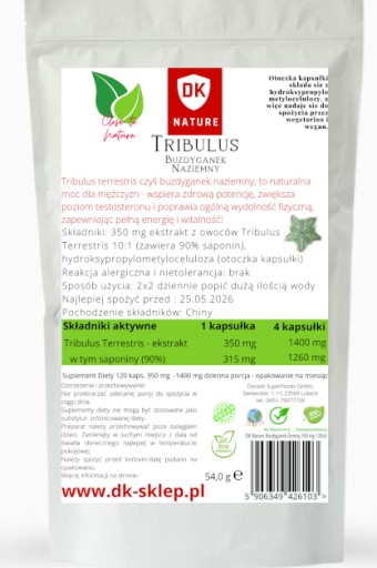 Kotvičník zemný (Tribulus Terrestris) 120 kaps. 350 mg