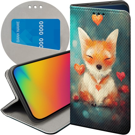 ETUI Z KLAPKĄ DO OPPO A38 4G WZORY LISKI LISY FOX FUTERAŁ POKROWIEC CASE