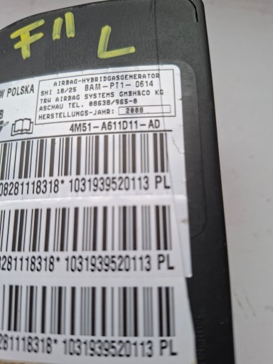 AIRBAG Seitenairbag links FORD FOCUS MK2 II 4M51-A611D11-AD