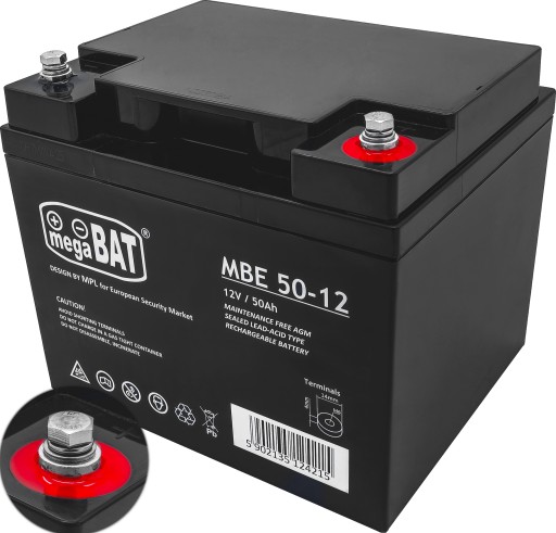 Акумулятор agm megabat (розмір 45ah) аварійне живлення ups сигналізація 12v 50ah