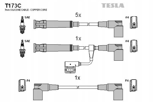 Комплект кабелів запалювання tesla blatná t173c