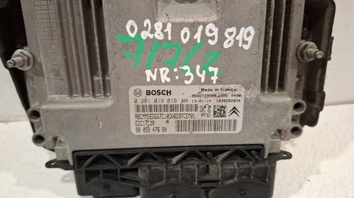 control unit of the engine computer 0281019819 Citroen Peugeot 1.6 E-HDI
