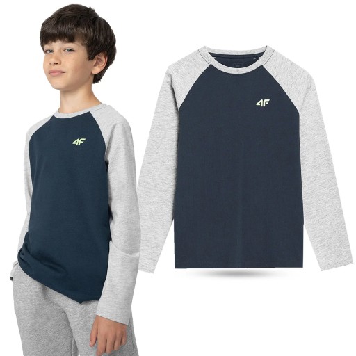 4F Дитяча футболка синя бавовна 164