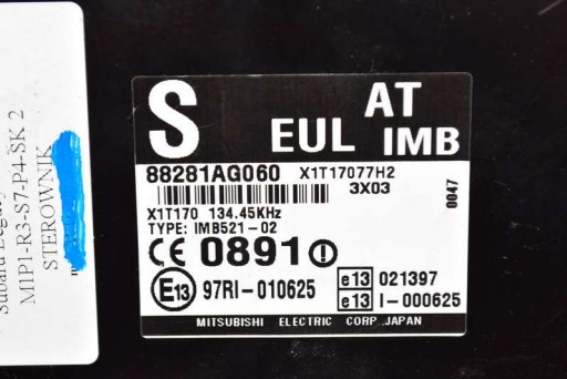 řídící jednotka převodovky převodů 88281AG060 SUBARU LEGACY 4 IV 2.0 138 KM 03-09