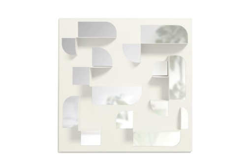 Minimalistyczne półka z lustrami biała 61x61 cm