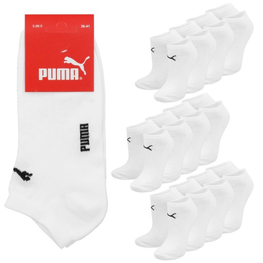 Ponožky členkové ponožky nízke dámske ponožky PUMA biela 12-pack veľkosť 36-41