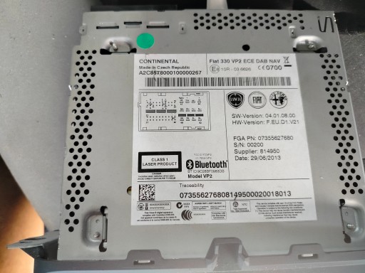 Navigation RODIO CD FIAT 500L 500 L 07355627680 VP2 ECE DAB NAV KOD