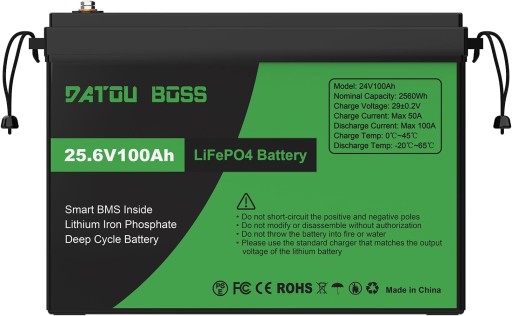 Аккумулятор 24 в 100 ач lifepo4 глубокие циклы bms кемпер солнечная панель морской