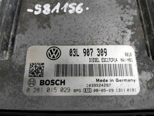 computer control unit of the engine VW PASSAT B6 2.0 TDI 103KW 03L907309 0281015029