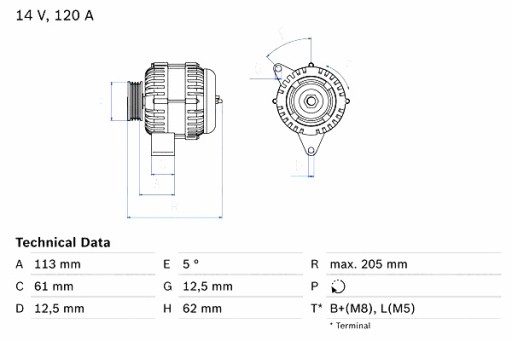 0 986 - Генератор bosch alfa romeo 159 fiat bravo ii croma grande punto