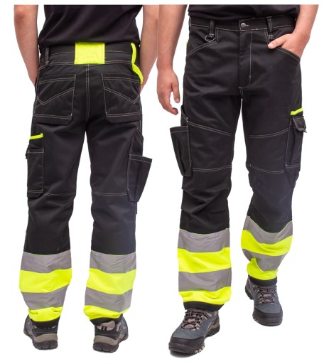 Рабочие брюки сильные черные светоотражающие 3XL 58