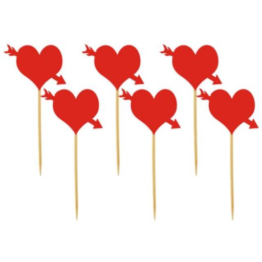 Прикраса для капкейків PIKERY червоні СЕРЦЯ стрілка 6