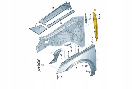 Брызговик Audi Q5 левый 80A821111 ASO