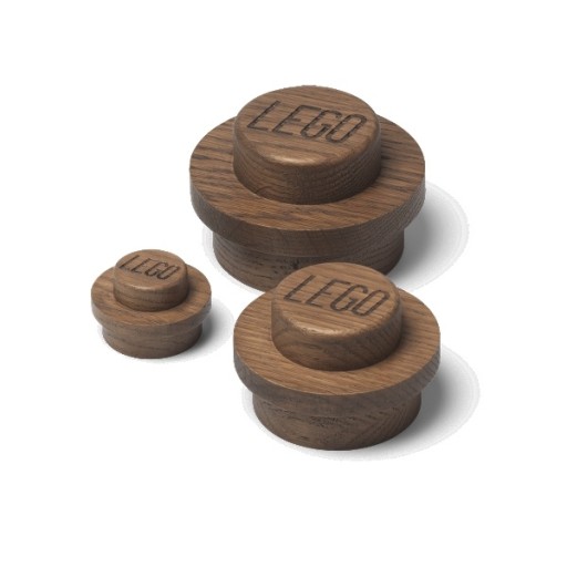 LEGO drevený nástenný vešiak, 3 ks (dub - moridlo na tmavo)