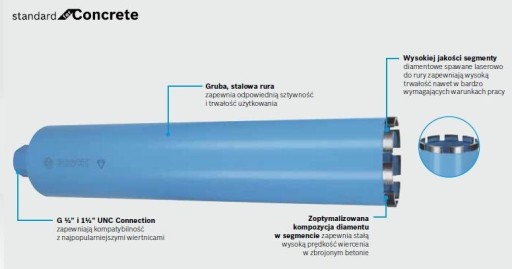 BOSCH DIAMOND CROWN FI=152 x 450 мм РІЗЬБА 1-1/4