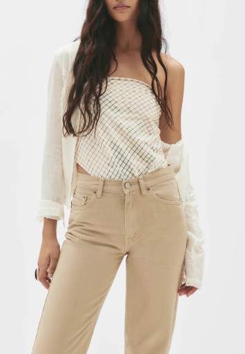 PULL&bEAR Jeansy białe MOM HIGH RISE/ANKLE LENGTH EUR 42 • Cena