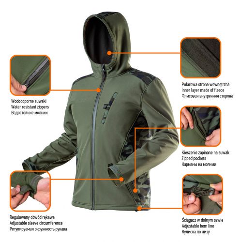 КАМУФЛЯЖНАЯ КУРТКА SOFTSHELL, РАЗМЕР L NEO 81-553-L