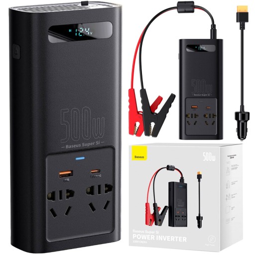 BASEUS АВТОМОБІЛЬНИЙ ІНВЕРТОР ПЕРЕТВОРЮВАЧ НАПРУГИ СТРУМУ 500W 12A
