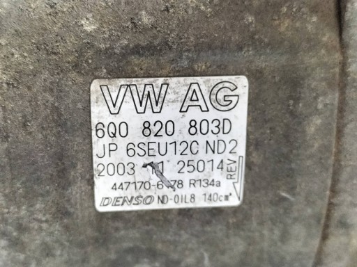 klímakompresszor 6Q0820803D 1.4 TDI VW Volkswagen Polo IV (2002-2008)