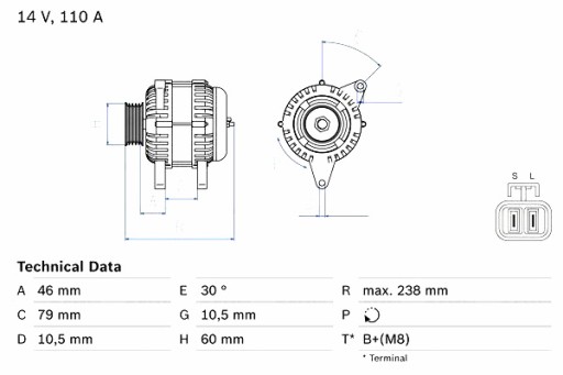 0 986 - Генератор bosch hyundai terracan kia carnival ii 2.9d 01-12.10.06
