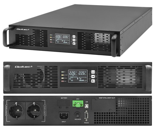 Джерело безперебійного живлення ups qoltec power factor rack cabinet 1000w 24v 7ah sine