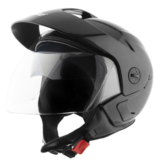 Kask Otwarty Z Blendą Motor Skuter Blenda Czarny Połysk XXL