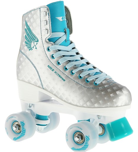 Роликові ковзани Nils Extreme NQ14198 срібло, бірюза, 1940-ті роки
