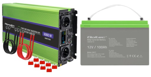 ПЕРЕТВОРЮВАЧ НАПРУГИ QOLTEC 12В-230В З ФУНКЦІЄЮ ДБЖ 3000/6000Вт SINUS 100AH