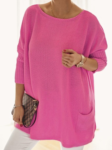 Veľký sveter plus size oversize Nobis - fuchsia