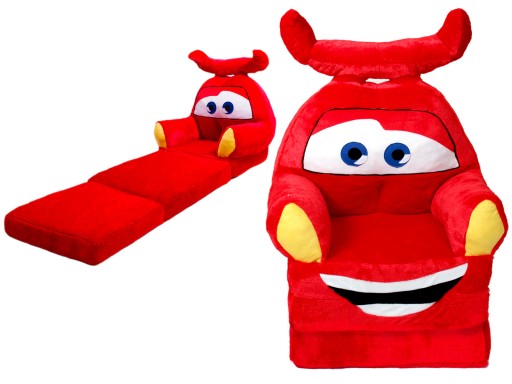 Плюшевий пуф, червона машина, автолежак, XXL