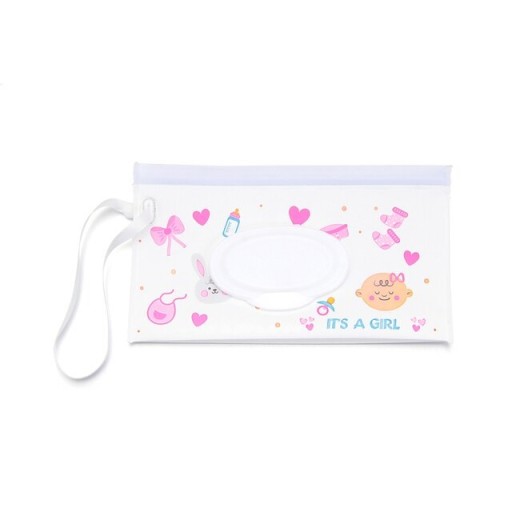 Упаковка багаторазових вологих серветок MilaBaby #C308H біло-рожева