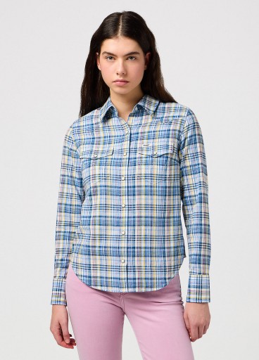 Wrangler Regular Western Shirt - Cerulean Check