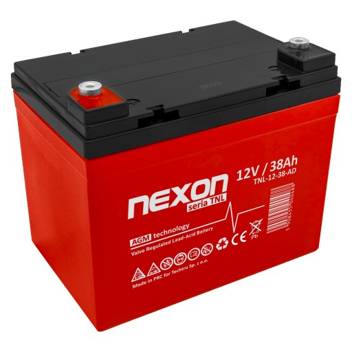 Необслуговуваний акумулятор nexon tnl 38-12 vrla agm 12v 38ah довгий термін служби