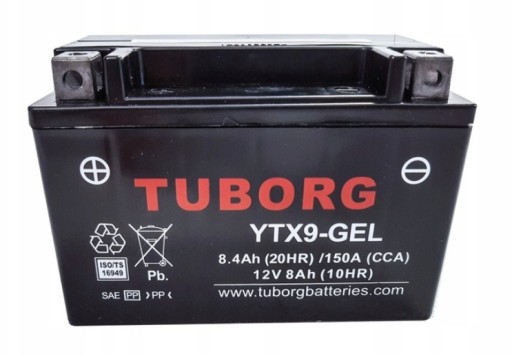 T-YTX9-GEL - Акумулятор GEL Tuborg YTX9-GEL 8Ah 150A