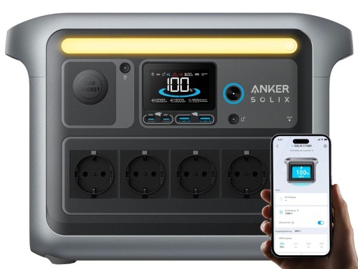 Електростанція anker solix c1000x 1800w ups sinus 230v usb-c mppt bt led