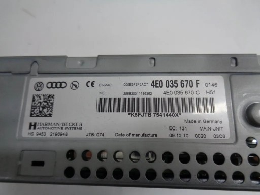 AUDI A6 C6 A8 module player navigation devices 3G MMI